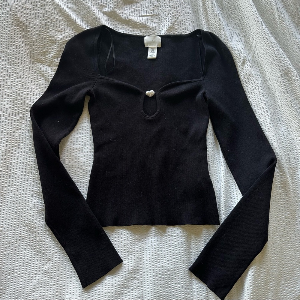 H&M Black Long Sleeve Blouse